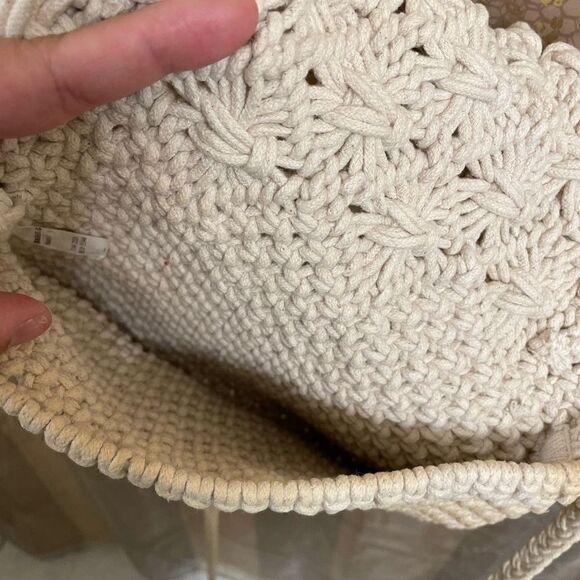 World Market Ivory Macramé Tassel Fringe Boho Crossbody Purse - Picture 4 of 6